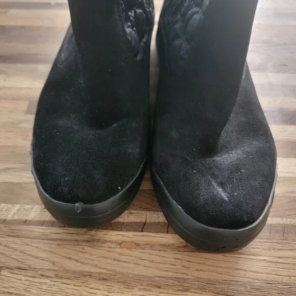 Coach Talen Womens Black Leather Quilted Winter Boots Zip Up Faux Fur Q244 - Picture 7 of 14